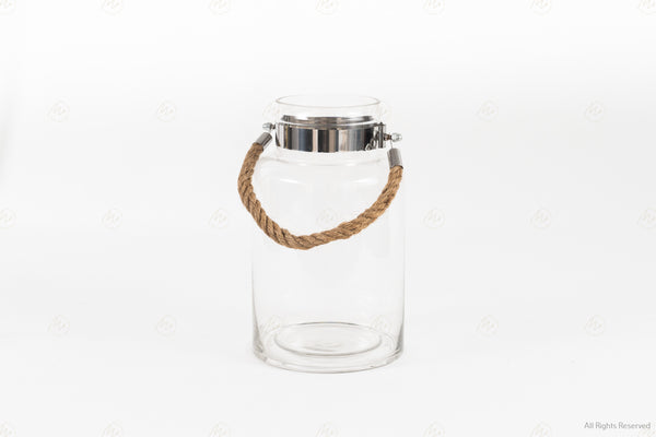 Glass Candle holder with Rope